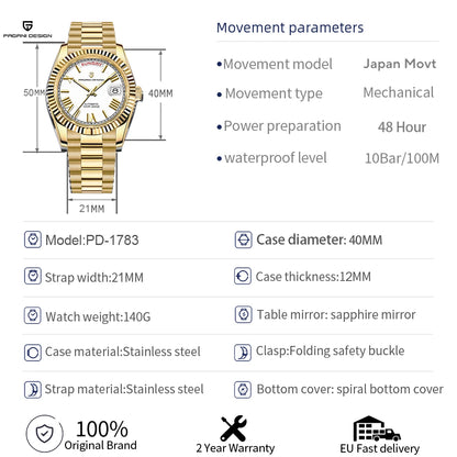 Men's Automatic Mechanical Watch With Sapphire Crystal