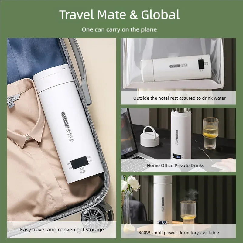 Portable Electric Travel Kettle Thermal Bottle Cup