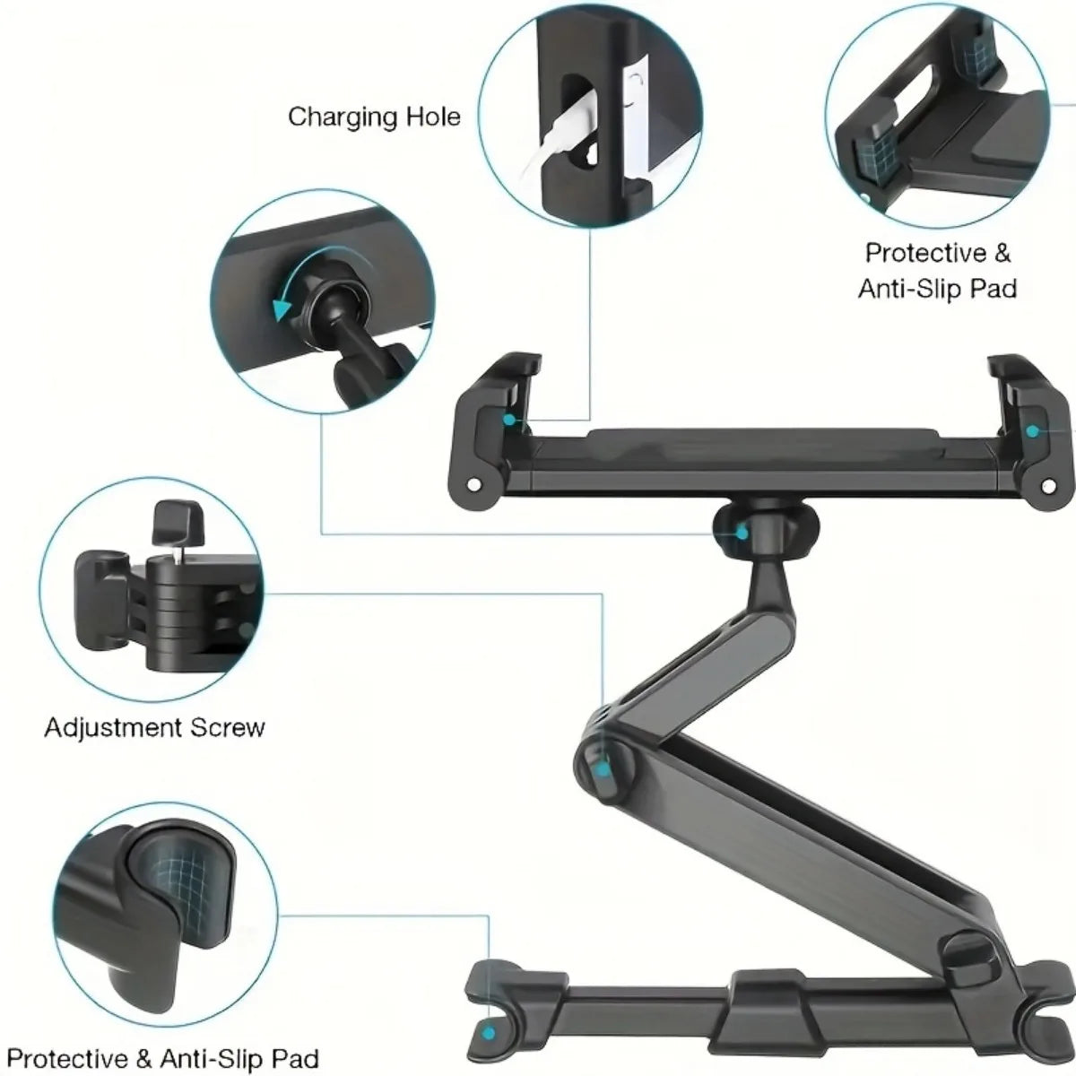 Car Headrest Tablet Mount Holder For 4.7–12.9 Inch Devices