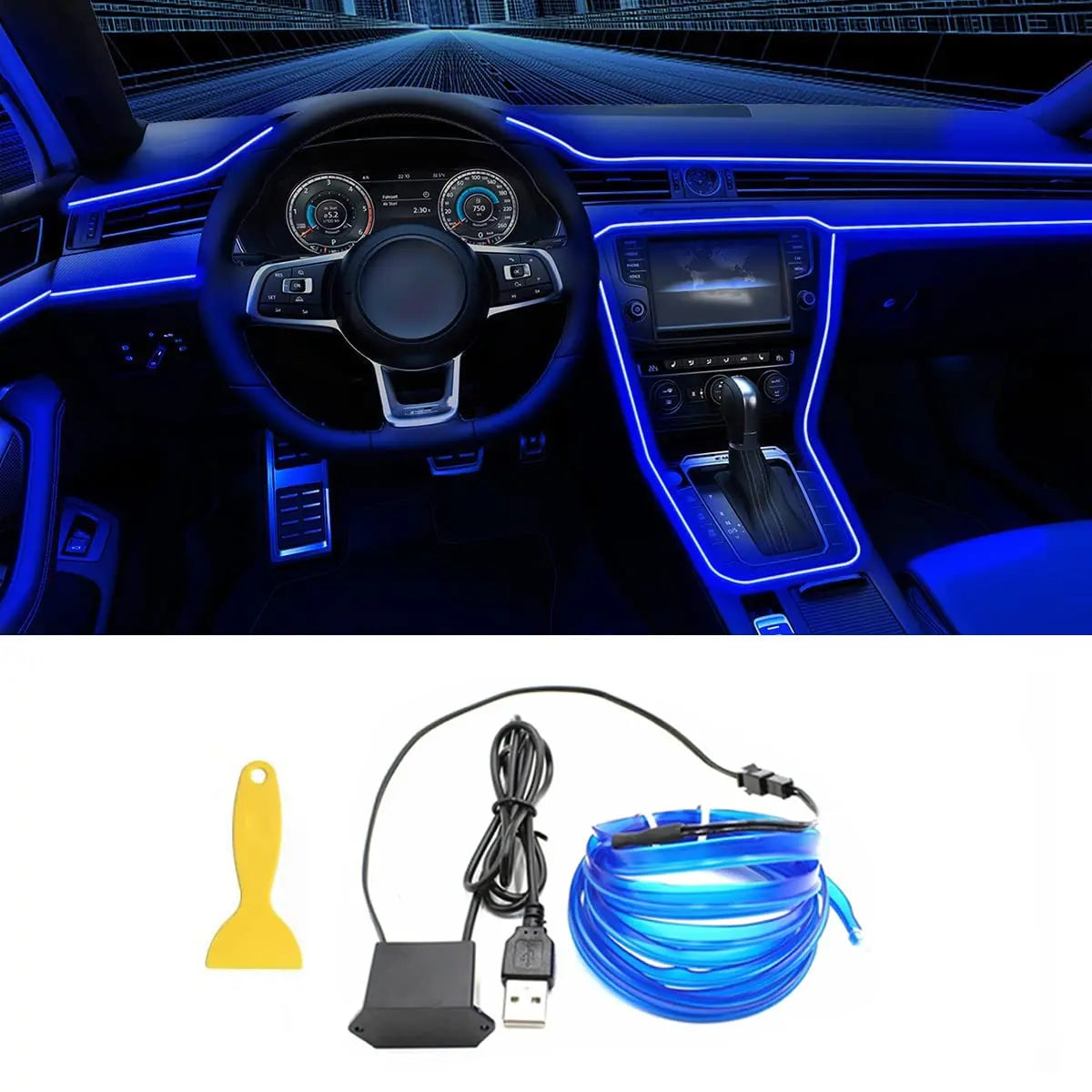 Car Interior LED Neon Strip Light USB Ambient Glow