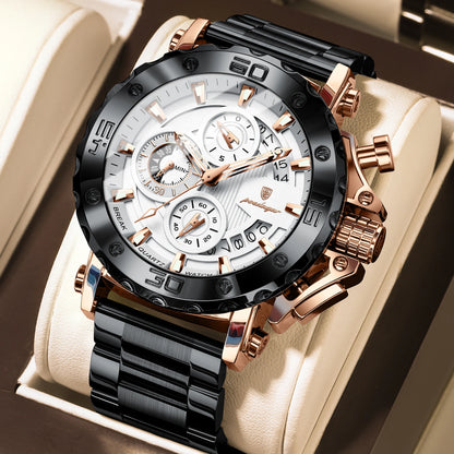 Men’s Stainless Steel Chronograph Watch With Calendar