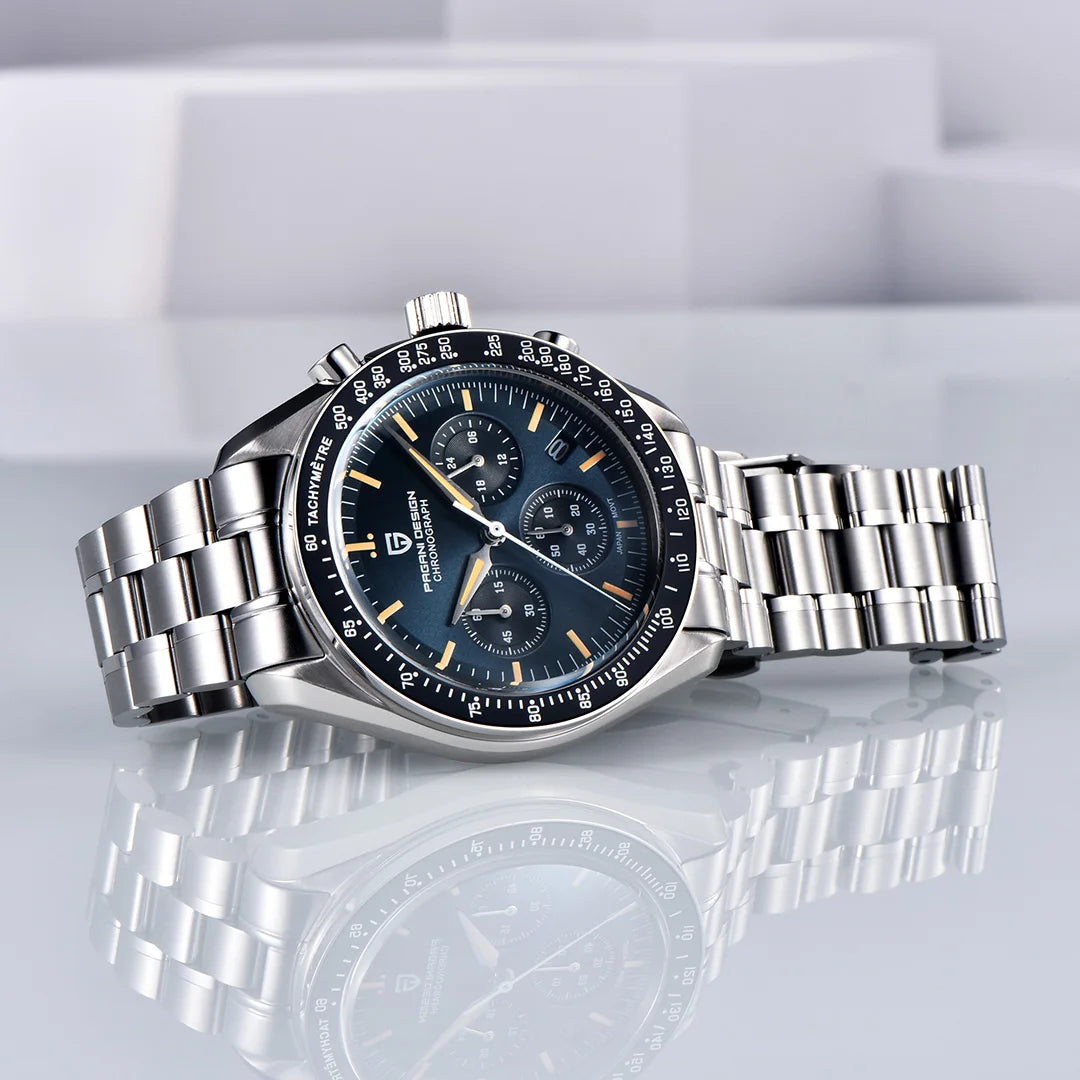 Men’s Stainless Steel Moonphase Chronograph Watch