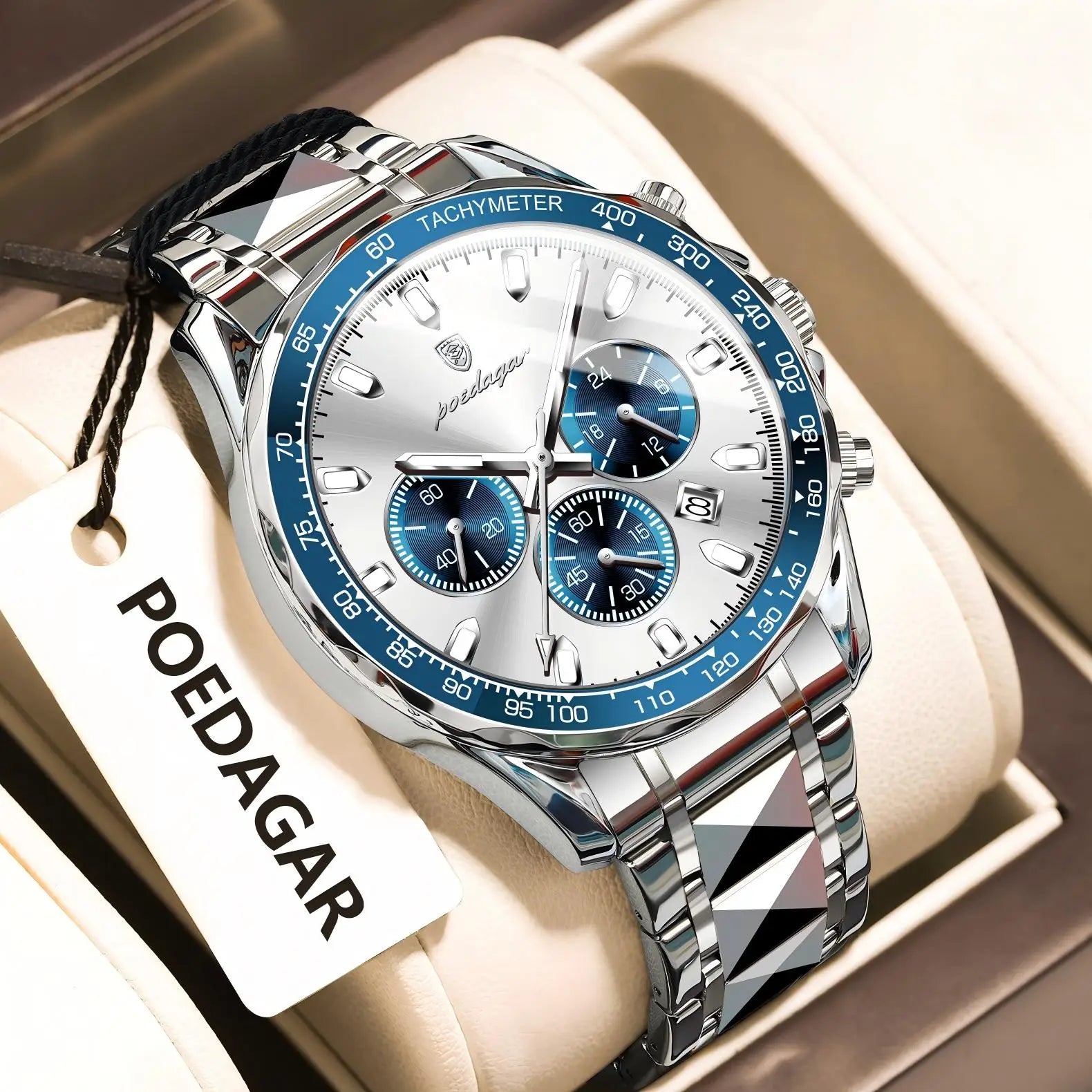 Men’s Stainless Steel Chronograph Watch With Date