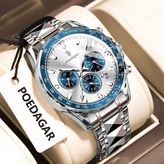 Men’s Stainless Steel Chronograph Watch With Date