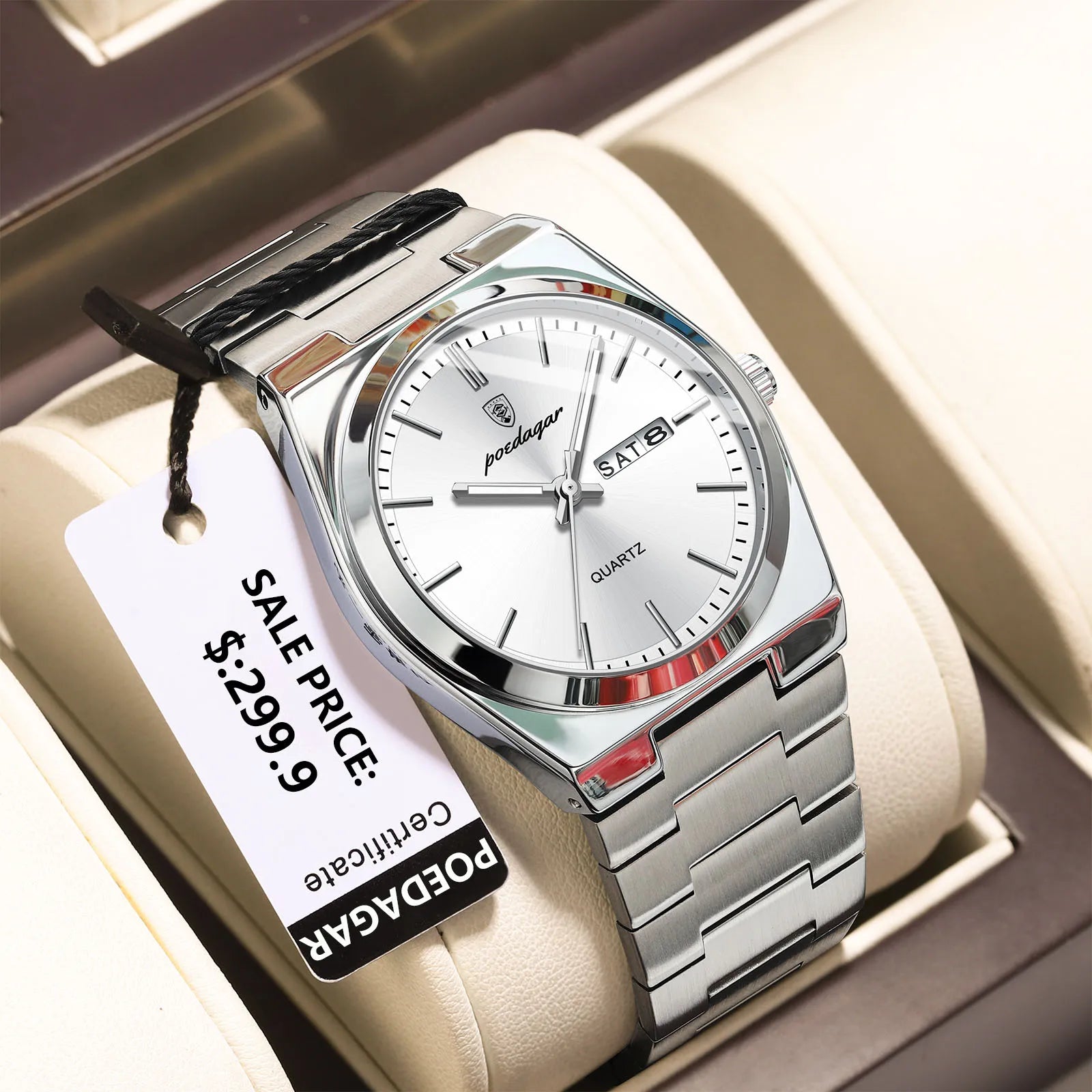 Men’s Stainless Steel Quartz Watch – Waterproof & Luminous
