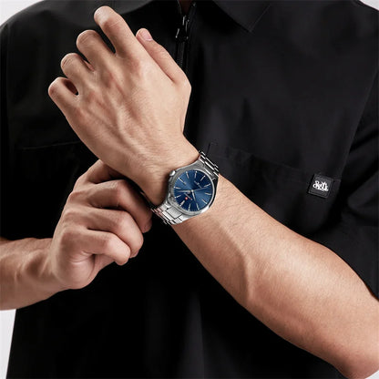 Men's Stainless Steel Quartz Watch With Date Display