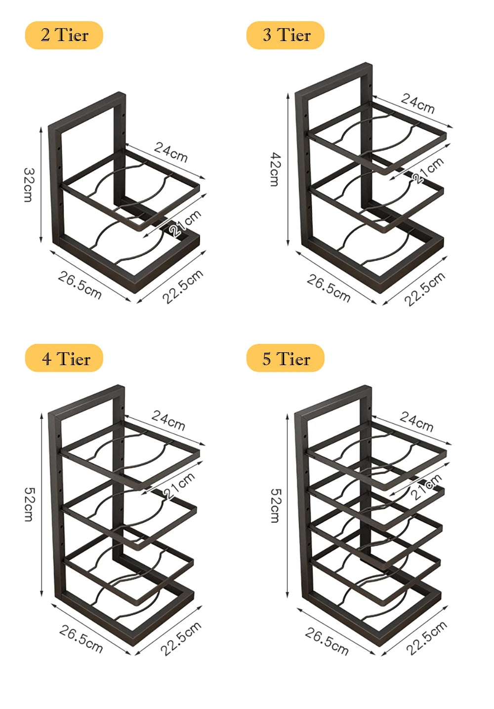 Adjustable Steel Pot Rack Organizer for Kitchen Storage