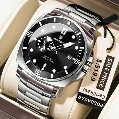 Men’s Stainless Steel Sports Watch – Luminous, 3Bar Water Resistant