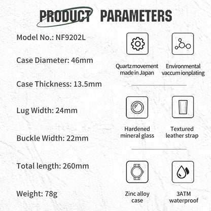 Men’s Sport Quartz Watch With PU Strap, 46 mm Dial