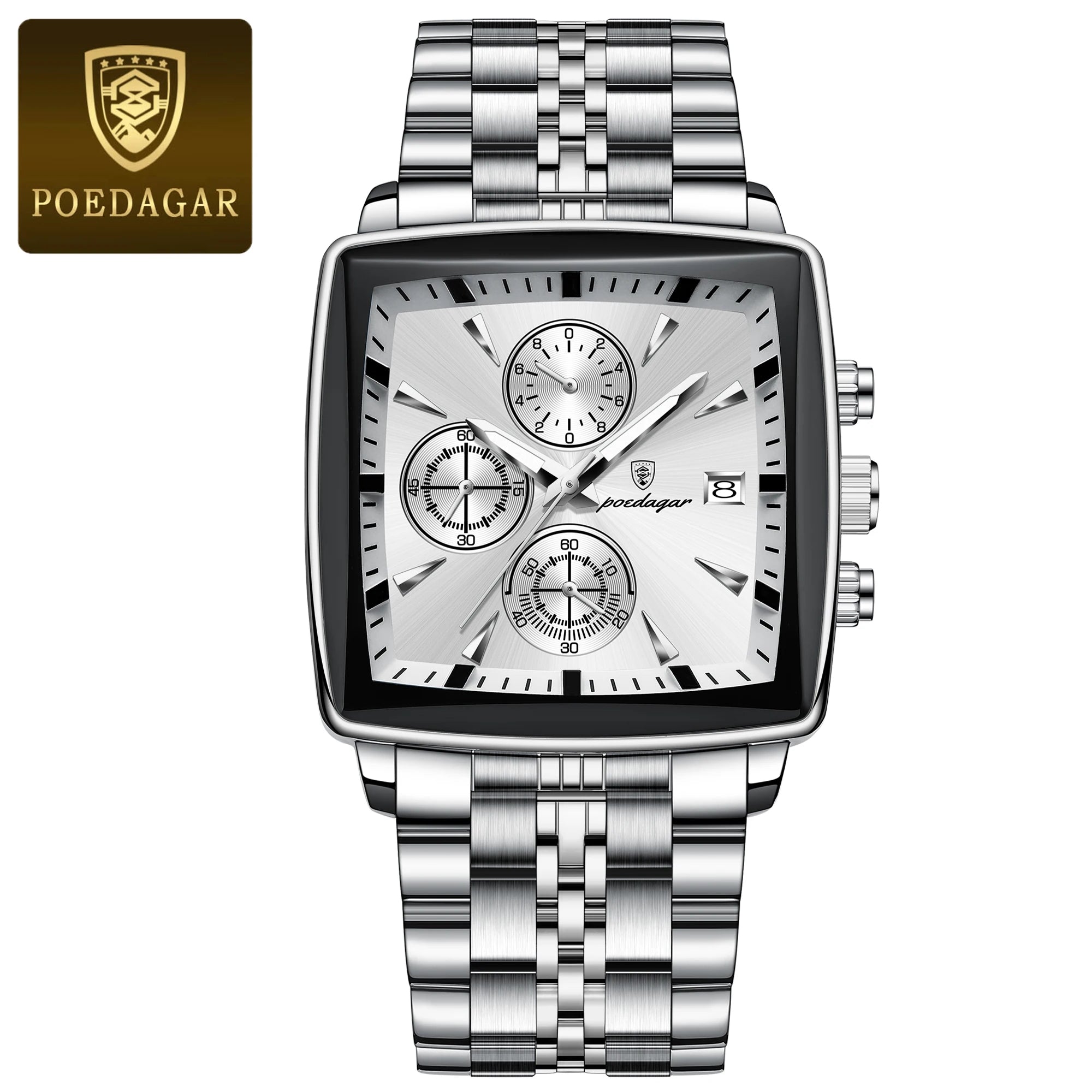 Men’s Square Chronograph Watch Luminous Waterproof Steel