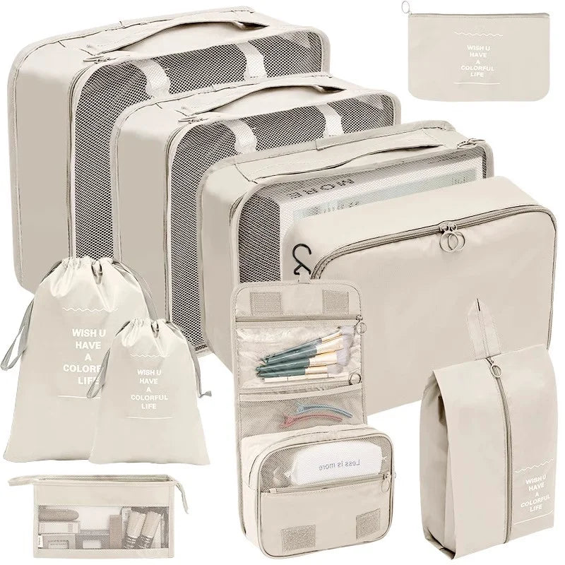 Travel Packing Cubes Set Luggage Organizers Foldable Bags