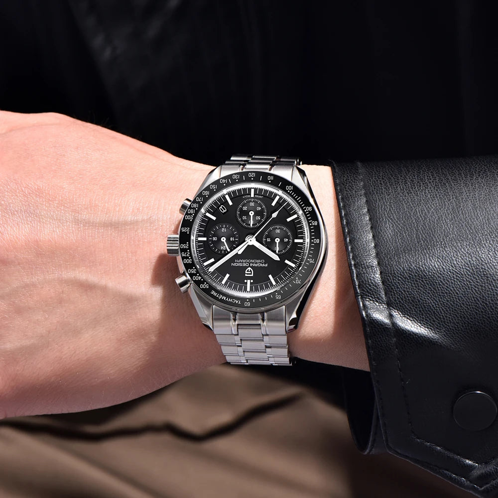 Men’s Retro Chronograph Quartz Watch With Sapphire Glass