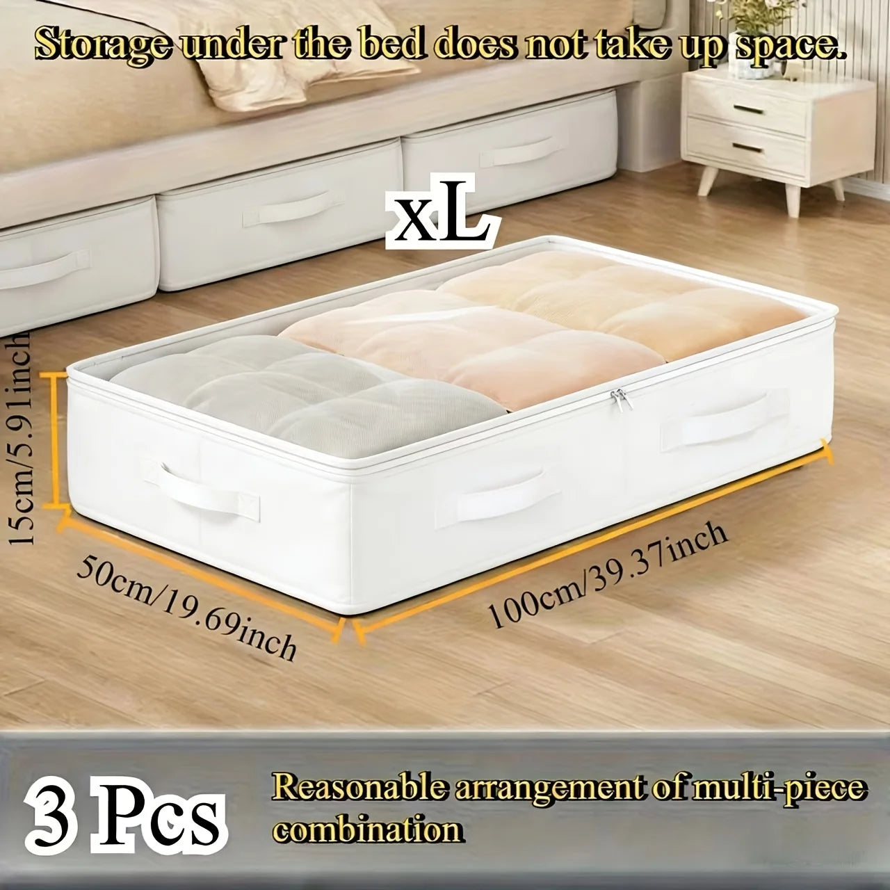 Foldable Underbed Storage Boxes with Flip Top Lid