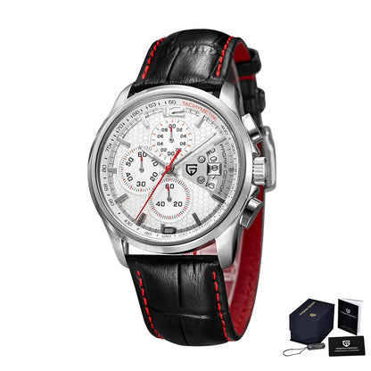 Men’s Quartz Chronograph Watch With Leather Strap