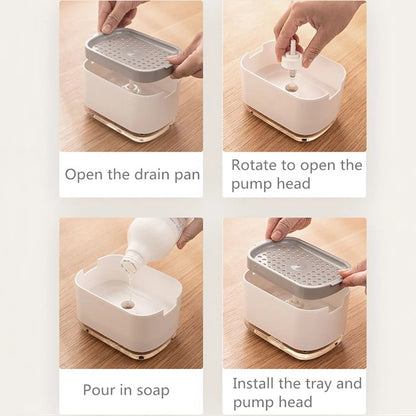 Press-Down Soap Dispenser With Sponge Holder 300 ml