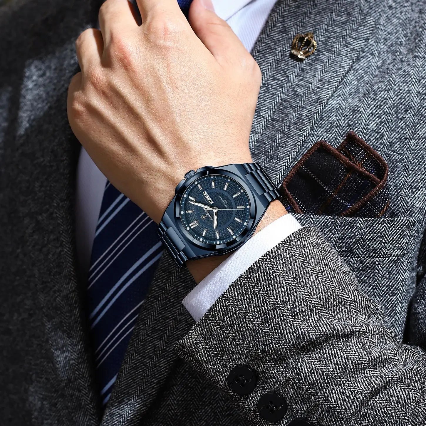 Men’s Stainless Steel Quartz Watch – Luminous & 3Bar