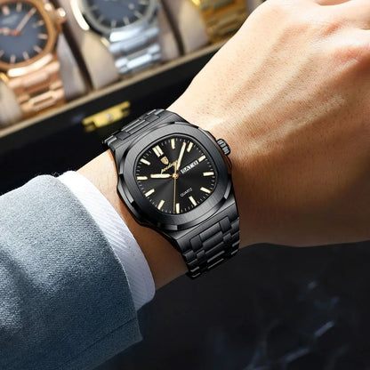 Square Stainless Steel Men’s Watch – Luminous & Date