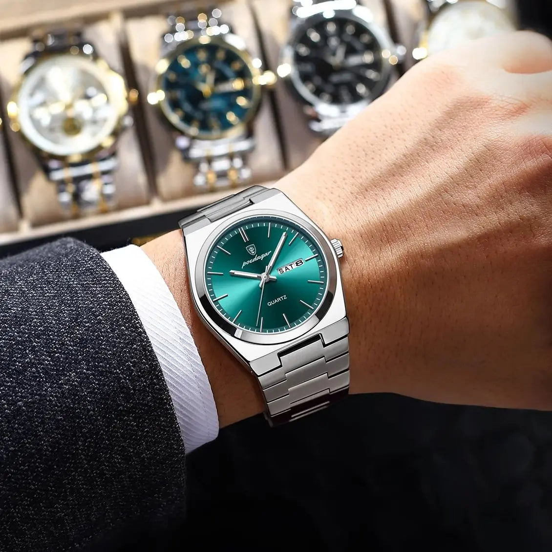 Men’s Stainless Steel Quartz Watch – Luminous & 3Bar Water Resistant