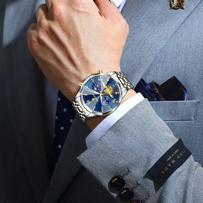 Men's Stainless Steel Chronograph Watch With Luminous Dial