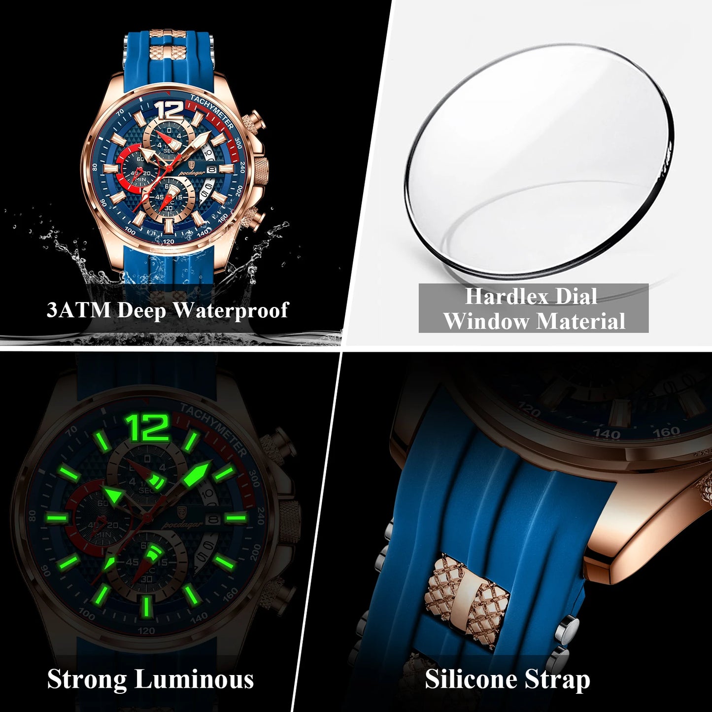 Men’s Chronograph Sports Watch Quartz Waterproof Luminous