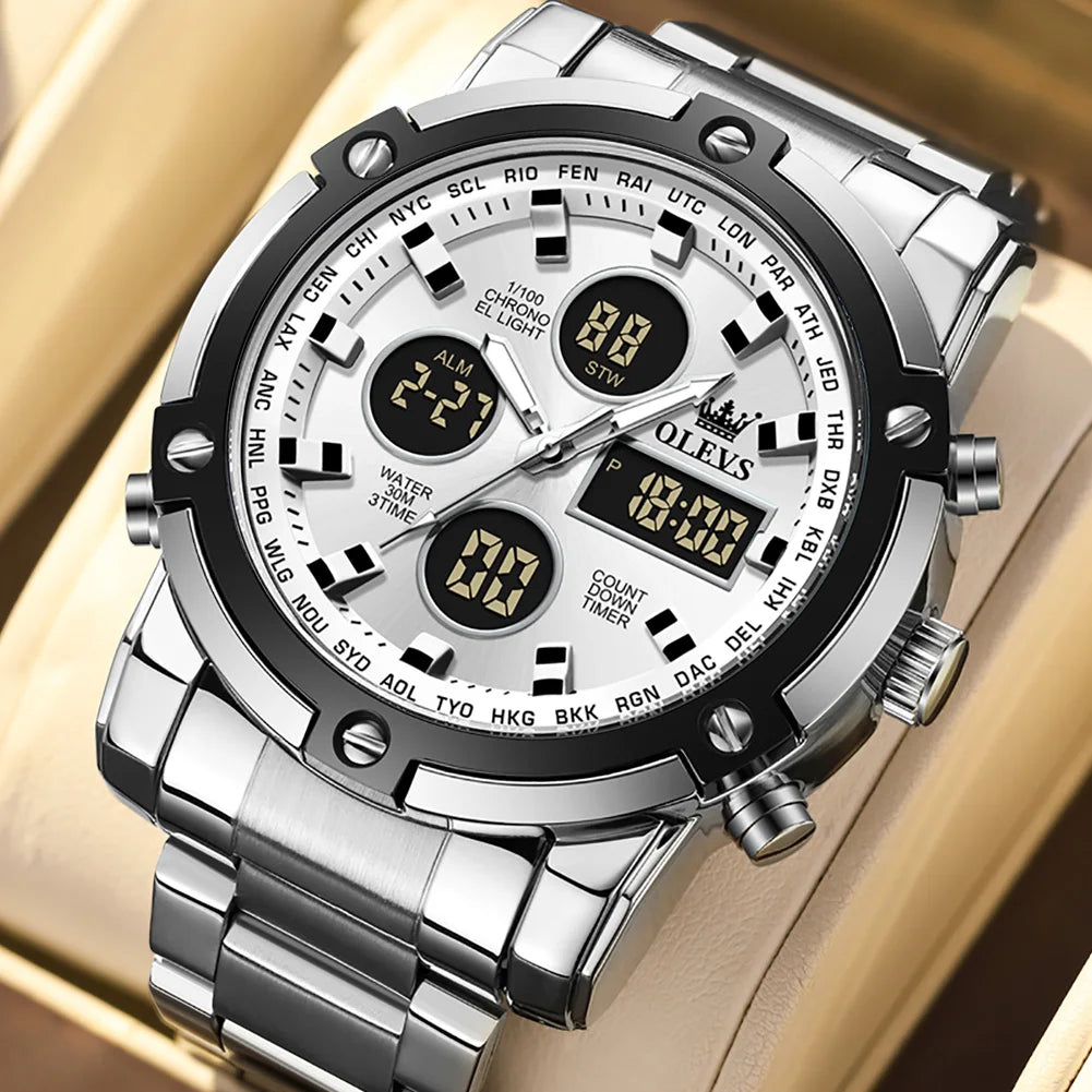 Men's Analog-Digital Watch Waterproof With Alarm