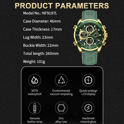 Men’s Military Sport Quartz Watch With Leather Band