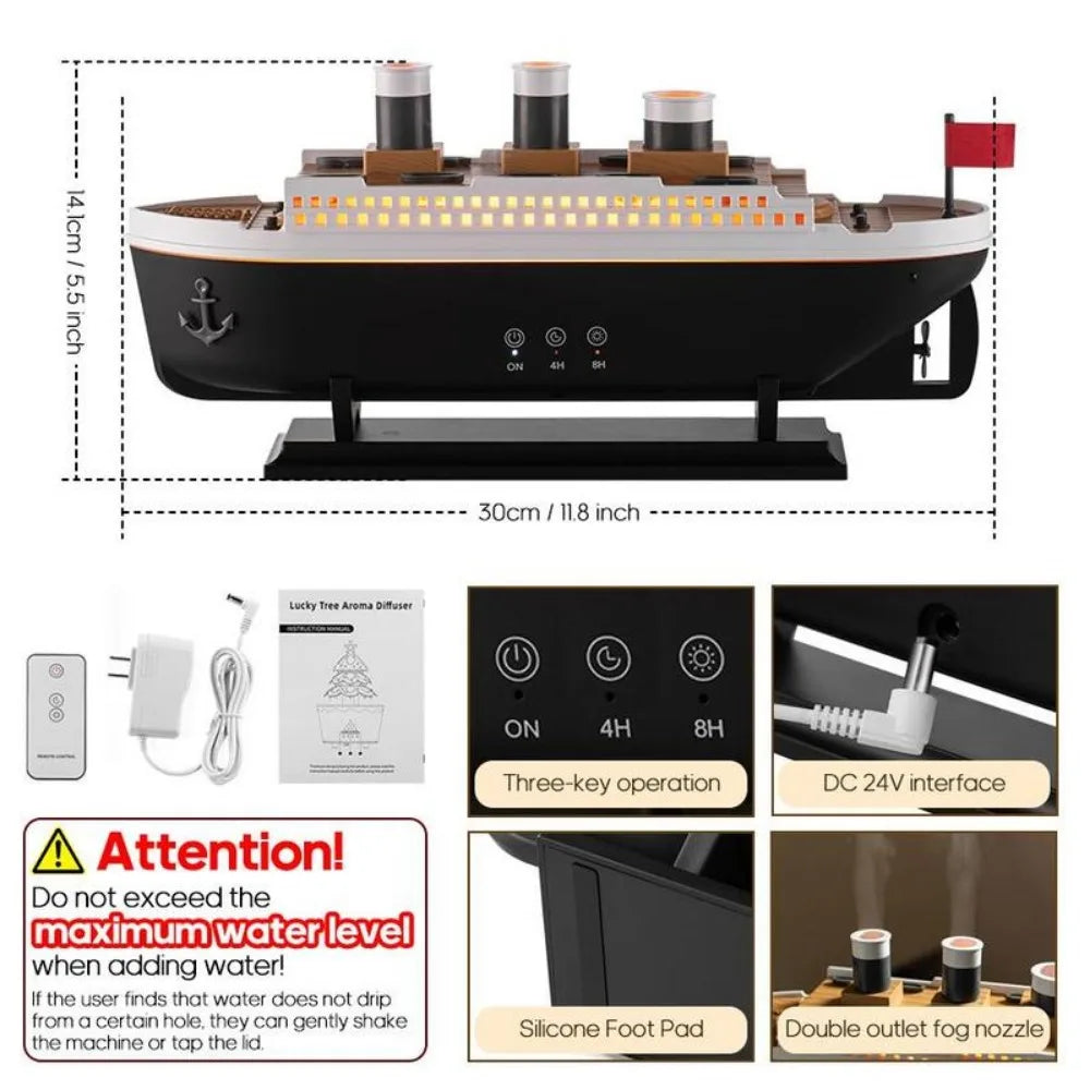 Titanic Ship Ultrasonic Humidifier With Remote Control