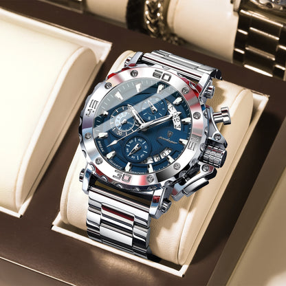 Men's Stainless Steel Chronograph Watch – Luminous & 3ATM