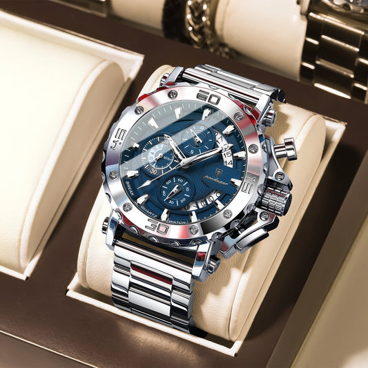 Men's Stainless Steel Chronograph Watch – Luminous & 3ATM