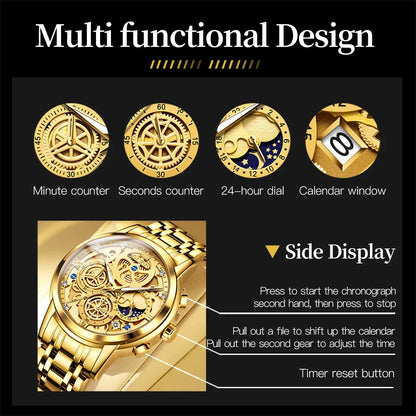 Men's Skeleton Quartz Watch – Waterproof, Luminous Dial
