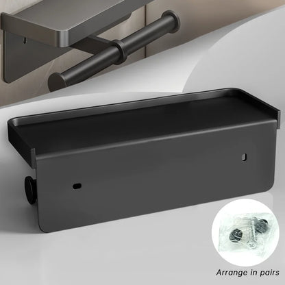 Aluminum Toilet Paper Holder With Shelf Phone Stand