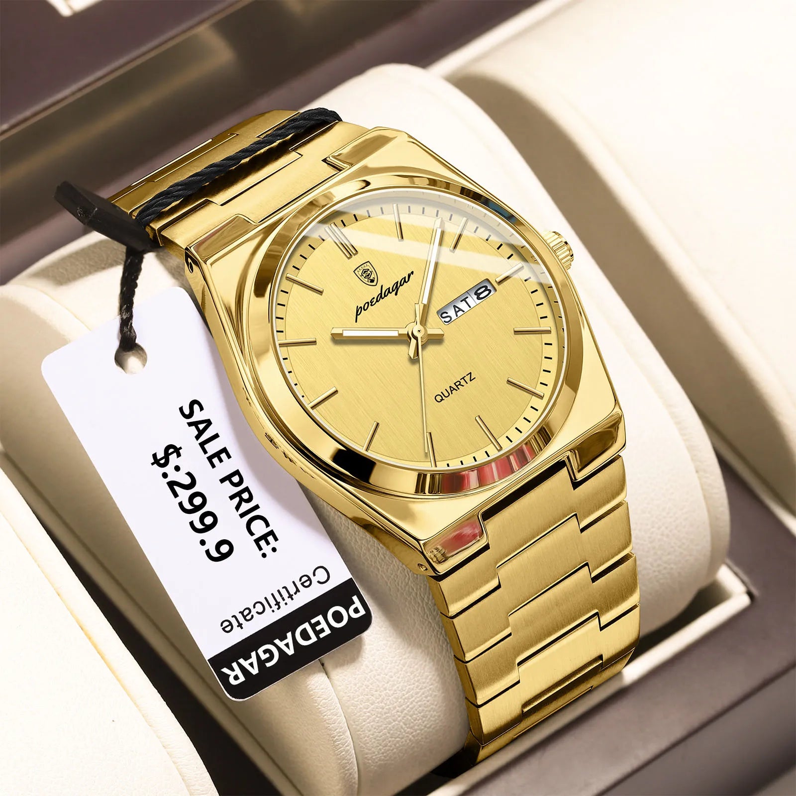 Men’s Stainless Steel Quartz Watch – Waterproof & Luminous