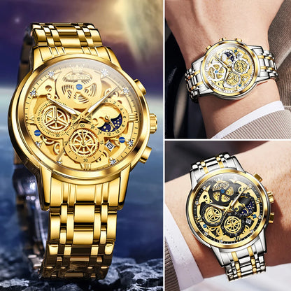 Men's Skeleton Quartz Watch – Waterproof, Luminous Dial