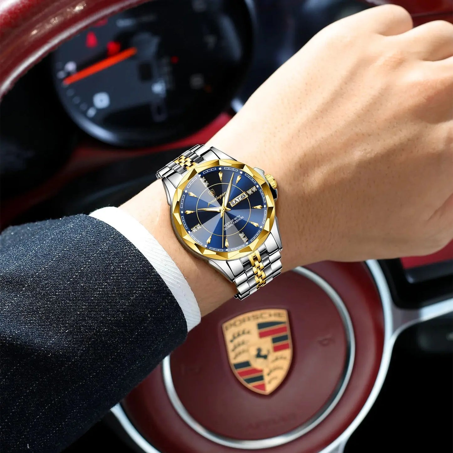 Men’s Stainless Steel Quartz Watch – Luminous, 3Bar