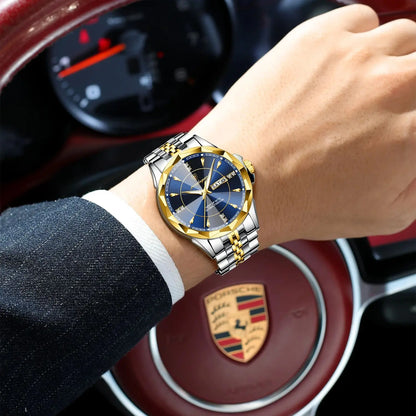 Men’s Stainless Steel Quartz Watch – Luminous, 3Bar