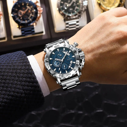 Men's Stainless Steel Chronograph Watch – Luminous & 3ATM