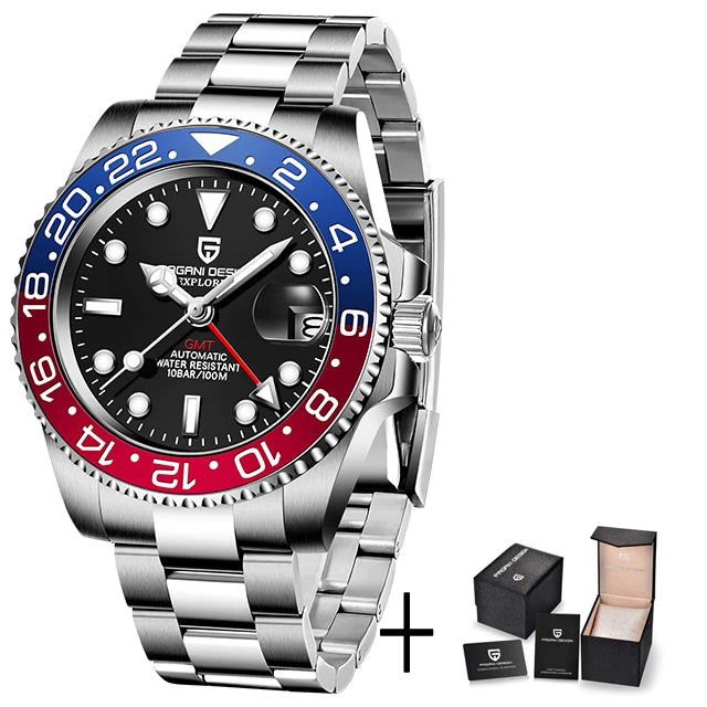 Men's Mechanical GMT Watch Sapphire Crystal 100m