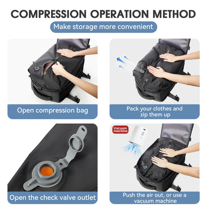 Expandable Vacuum Travel Backpack With Laptop Compartment