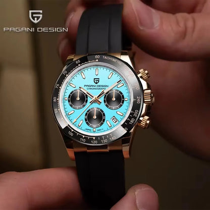 Men’s Sapphire Chronograph Watch With Rubber Strap