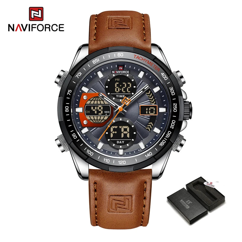 Men’s Military Sport Quartz Watch With Leather Band