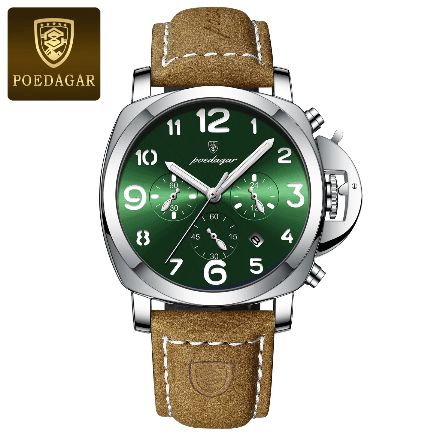 Men’s Chronograph Quartz Watch Leather Strap, 3ATM