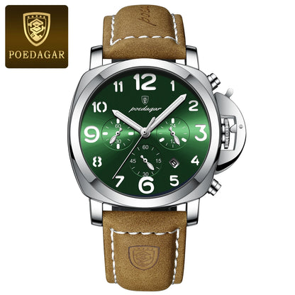 Men’s Chronograph Quartz Watch Leather Strap, 3ATM