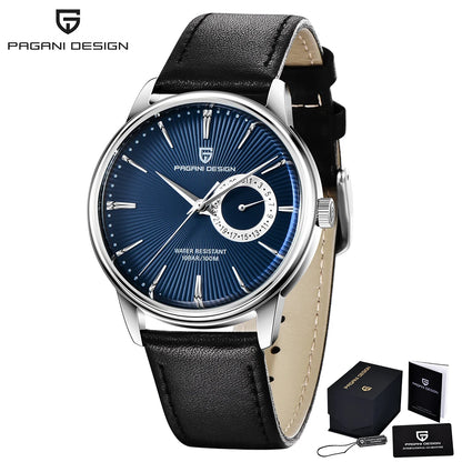 Men's Stainless Steel Quartz Watch With Leather Band