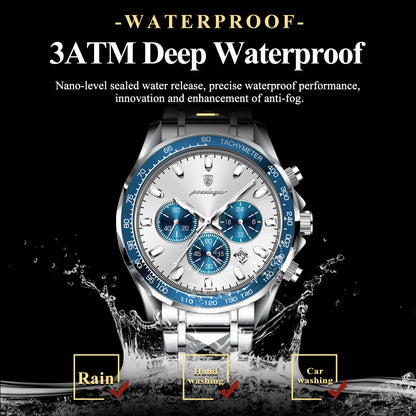 Men’s Stainless Steel Chronograph Watch With Date