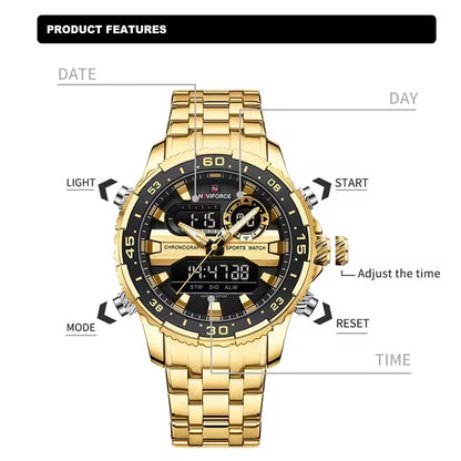 Men’s Analog-Digital Sports Watch Quartz Stainless Steel