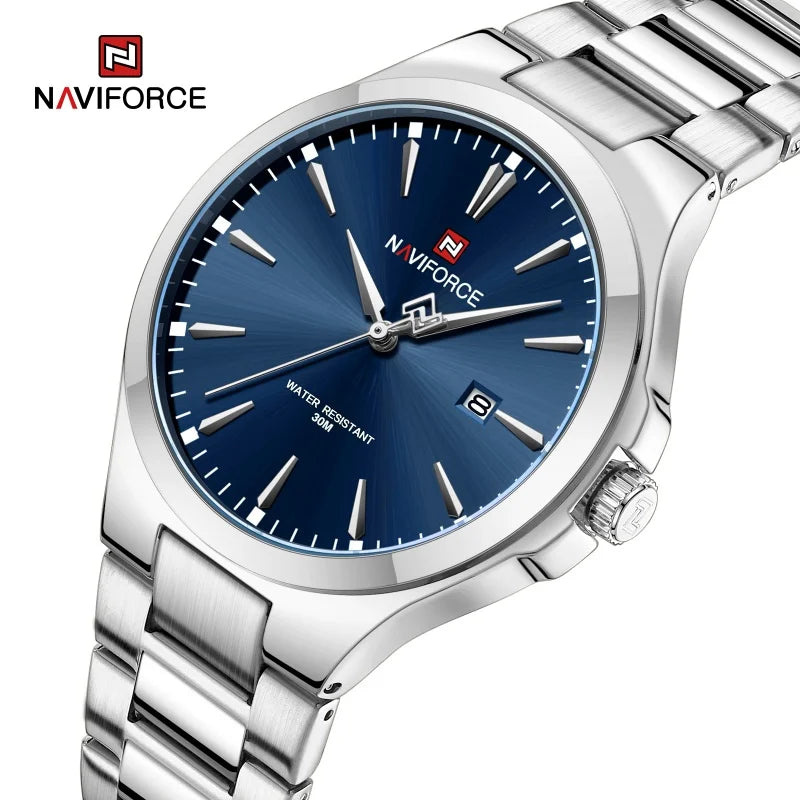 Men's Stainless Steel Quartz Watch With Date Display