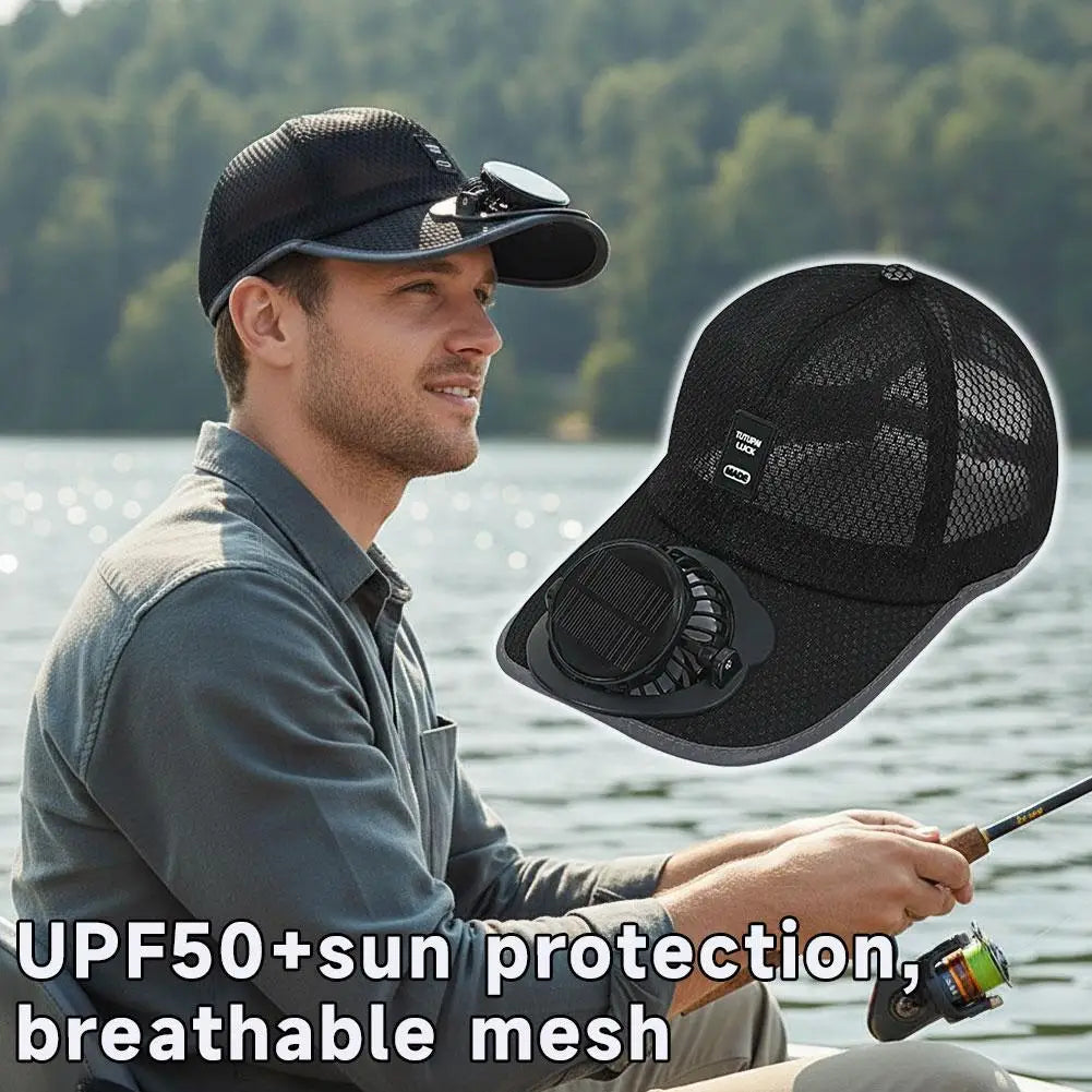 Solar Fan Sun Hat Baseball Cap with USB Charging