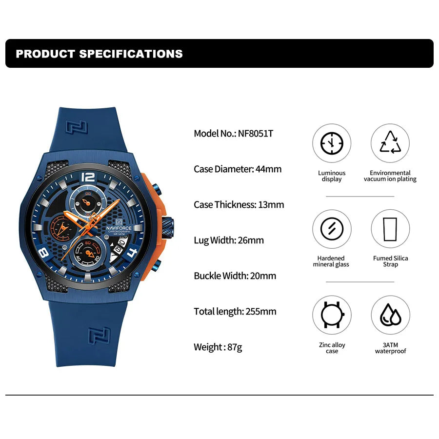 Men’s Sport Quartz Watch With Silicone Strap