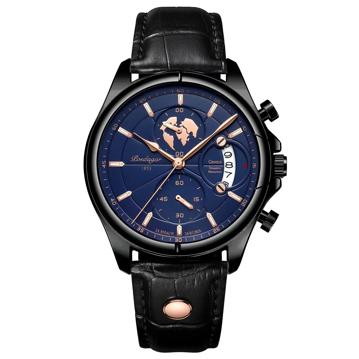 Men's Chronograph Leather Watch With Date Display