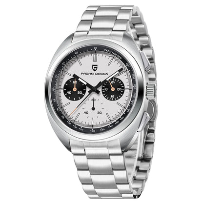 Men's Retro Panda Dial Chronograph Watch Quartz Steel